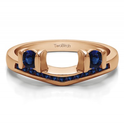 0.42 Ct. Sapphire Two Stone Anniversary Ring Wrap in Rose Gold