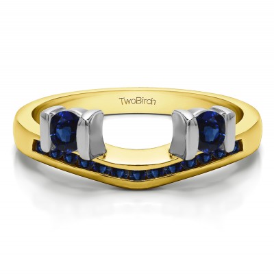 0.42 Ct. Sapphire Two Stone Anniversary Ring Wrap in Two Tone Gold