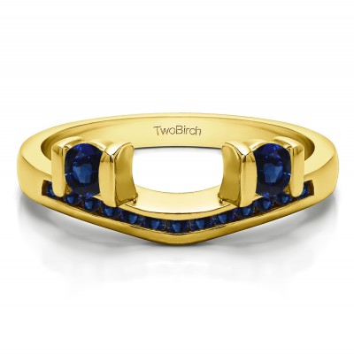 0.42 Ct. Sapphire Two Stone Anniversary Ring Wrap in Yellow Gold