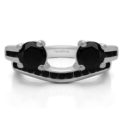 0.75 Ct. Black Two Stone Ring Wrap with Channel Set Band