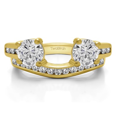 0.75 Ct. Two Stone Ring Wrap with Channel Set Band in Yellow Gold