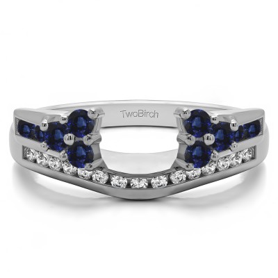 0.5 Ct. Sapphire and Diamond Round Cluster Anniversary ring wrap