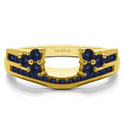 0.5 Ct. Sapphire Round Cluster Anniversary ring wrap in Yellow Gold