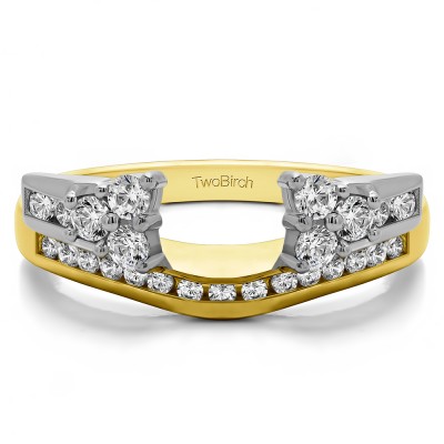 0.5 Ct. Round Cluster Anniversary ring wrap in Two Tone Gold