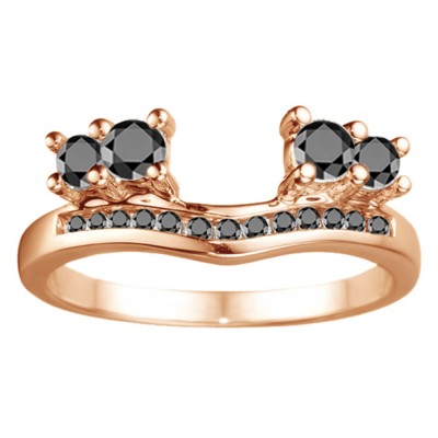 0.34 Ct. Black Four Stone Solitaire Anniversary Ring Wrap Enhancer in Rose Gold