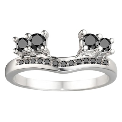0.34 Ct. Black Four Stone Solitaire Anniversary Ring Wrap Enhancer