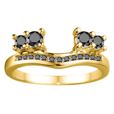 0.34 Ct. Black Four Stone Solitaire Anniversary Ring Wrap Enhancer in Yellow Gold