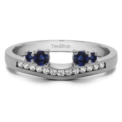 0.34 Ct. Sapphire and Diamond Four Stone Solitaire Anniversary Ring Wrap Enhancer