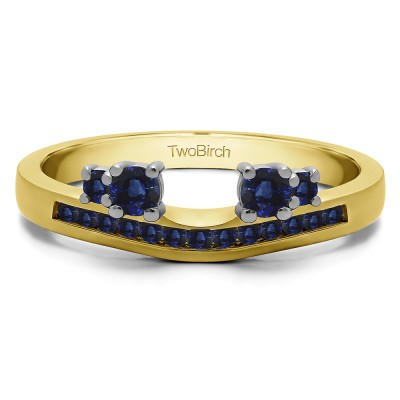 0.34 Ct. Sapphire Four Stone Solitaire Anniversary Ring Wrap Enhancer in Two Tone Gold