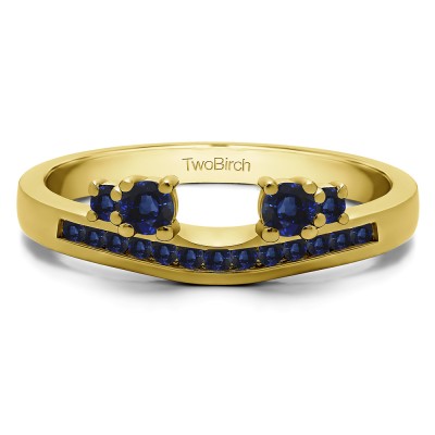 0.34 Ct. Sapphire Four Stone Solitaire Anniversary Ring Wrap Enhancer in Yellow Gold