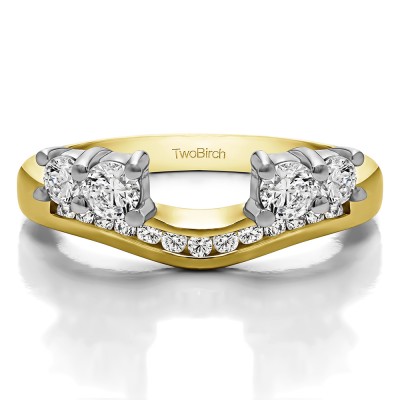 0.5 Ct. Four Stone Solitaire Anniversary Ring Wrap Enhancer in Two Tone Gold