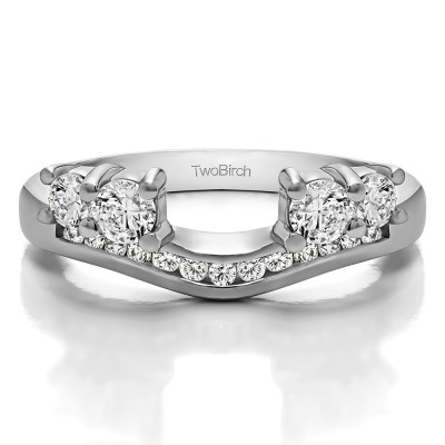 0.73 Ct. Four Stone Solitaire Anniversary Ring Wrap Enhancer With Cubic Zirconia Mounted in Sterling Silver
