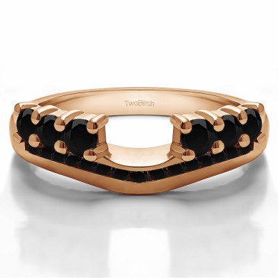 0.49 Ct. Black Six Stone Anniversary Ring Wrap with Channel Set Band in Rose Gold
