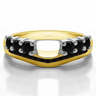 0.49 Ct. Black Six Stone Anniversary Ring Wrap with Channel Set Band in Two Tone Gold