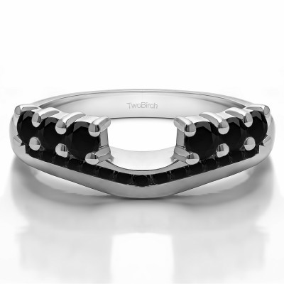 0.49 Ct. Black Six Stone Anniversary Ring Wrap with Channel Set Band