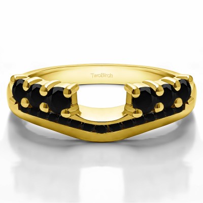 0.49 Ct. Black Six Stone Anniversary Ring Wrap with Channel Set Band in Yellow Gold