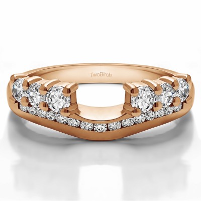 0.49 Ct. Six Stone Anniversary Ring Wrap with Channel Set Band in Rose Gold