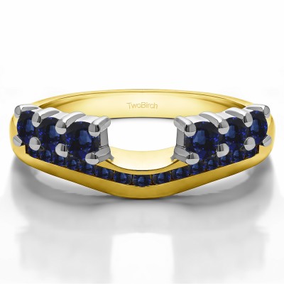 0.49 Ct. Sapphire Six Stone Anniversary Ring Wrap with Channel Set Band in Two Tone Gold