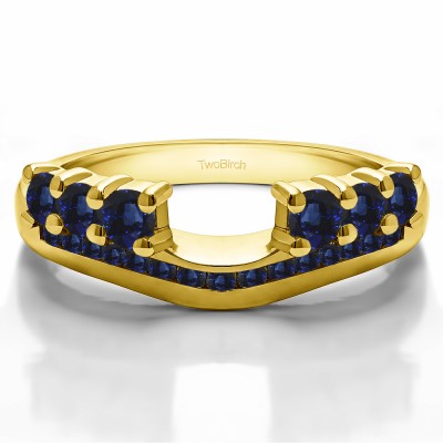 0.49 Ct. Sapphire Six Stone Anniversary Ring Wrap with Channel Set Band in Yellow Gold