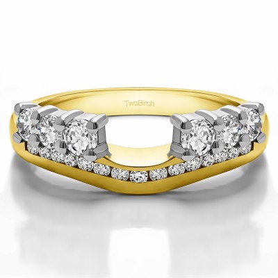 0.49 Ct. Six Stone Anniversary Ring Wrap with Channel Set Band in Two Tone Gold