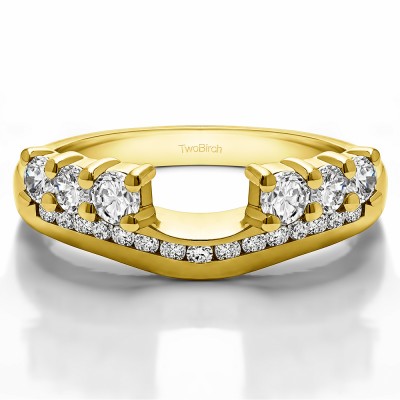 0.49 Ct. Six Stone Anniversary Ring Wrap with Channel Set Band in Yellow Gold