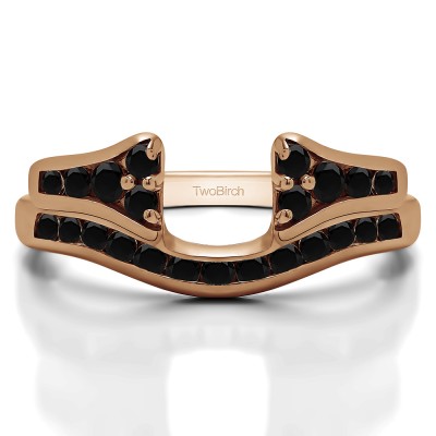 0.76 Ct. Black Round Channel Set Curved Anniversary Ring Wrap with Round  in Rose Gold