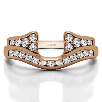 0.48 Ct. Round Channel Set Curved Anniversary Ring Wrap with Round  in Rose Gold