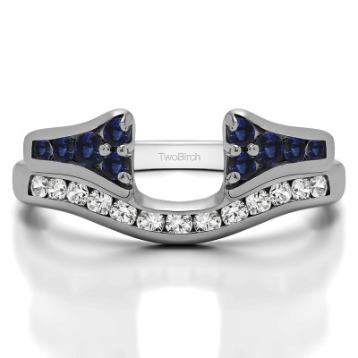 0.48 Ct. Sapphire and Diamond Round Channel Set Curved Anniversary Ring Wrap with Round