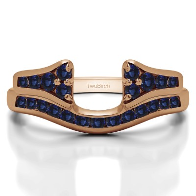 0.48 Ct. Sapphire Round Channel Set Curved Anniversary Ring Wrap with Round  in Rose Gold