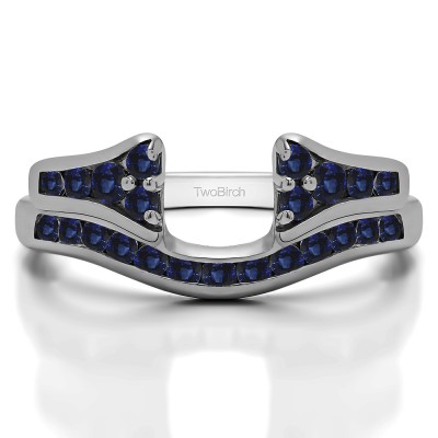 0.48 Ct. Sapphire Round Channel Set Curved Anniversary Ring Wrap with Round