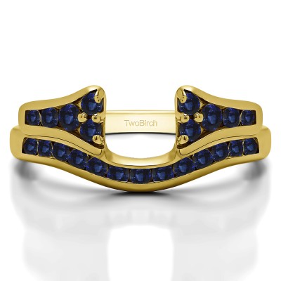 0.48 Ct. Sapphire Round Channel Set Curved Anniversary Ring Wrap with Round  in Yellow Gold