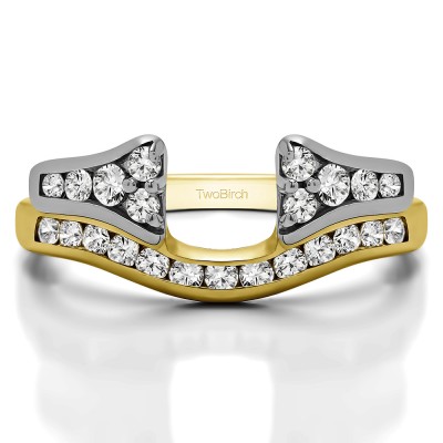 0.48 Ct. Round Channel Set Curved Anniversary Ring Wrap with Round  in Two Tone Gold