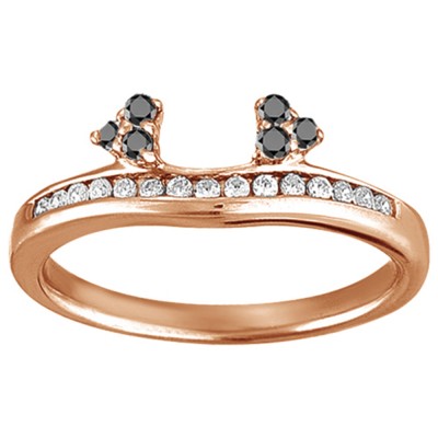 0.33 Ct. Black and White Round Cluster Contour Channel Set Anniversary Ring Wrap in Rose Gold