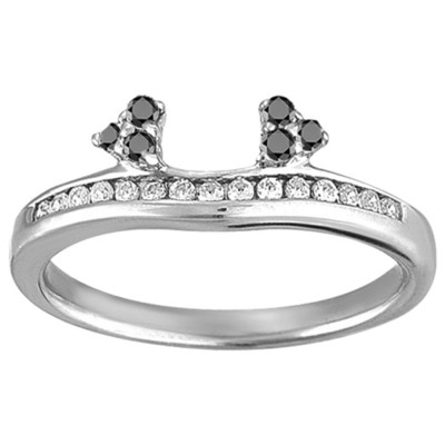 0.33 Ct. Black and White Round Cluster Contour Channel Set Anniversary Ring Wrap