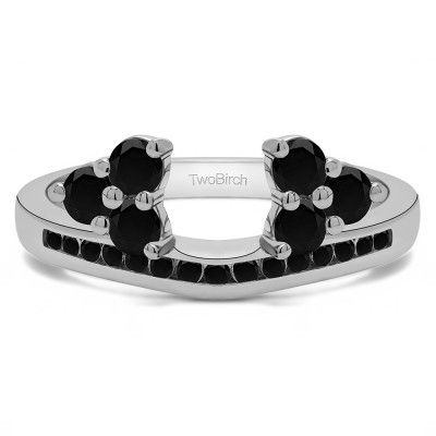 0.25 Ct. Black Round Cluster Contour Channel Set Anniversary Ring Wrap