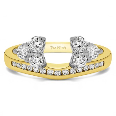 0.25 Ct. Round Cluster Contour Channel Set Anniversary Ring Wrap in Two Tone Gold