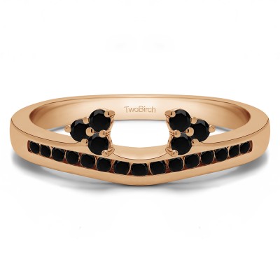 0.25 Ct. Black Round Cluster Contour Channel Set Anniversary Ring Wrap in Rose Gold