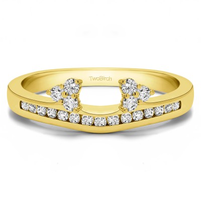 0.51 Ct. Round Cluster Contour Channel Set Anniversary Ring Wrap in Yellow Gold