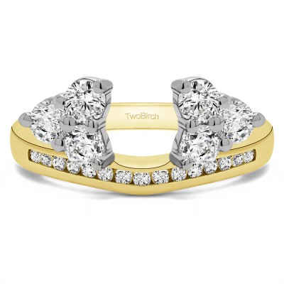 0.75 Ct. Round Cluster Contour Channel Set Anniversary Ring Wrap in Two Tone Gold