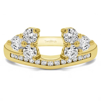 0.75 Ct. Round Cluster Contour Channel Set Anniversary Ring Wrap in Yellow Gold