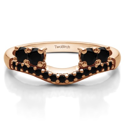0.49 Ct. Black Shared Prong Contour Four Stone Anniversary Ring Wrap in Rose Gold