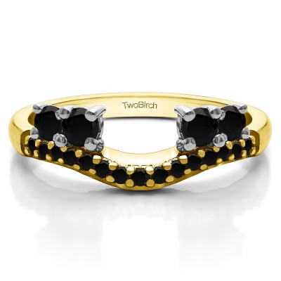 0.49 Ct. Black Shared Prong Contour Four Stone Anniversary Ring Wrap in Two Tone Gold