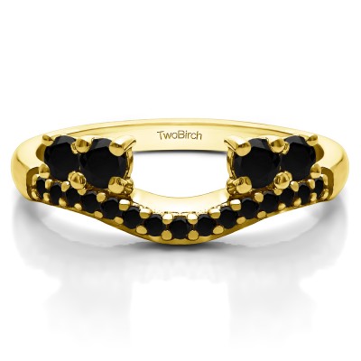 0.49 Ct. Black Shared Prong Contour Four Stone Anniversary Ring Wrap in Yellow Gold