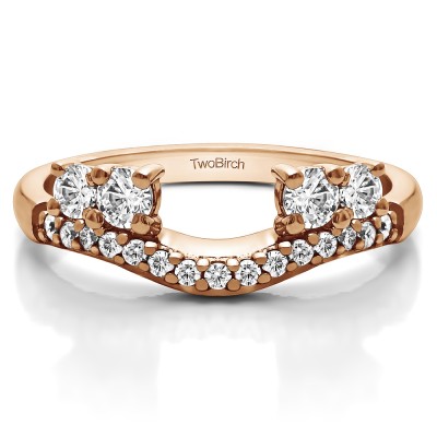 0.49 Ct. Shared Prong Contour Four Stone Anniversary Ring Wrap in Rose Gold