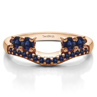 0.49 Ct. Sapphire Shared Prong Contour Four Stone Anniversary Ring Wrap in Rose Gold