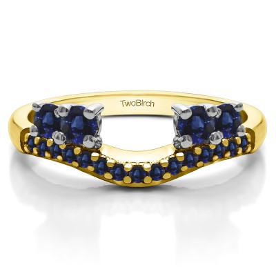 0.49 Ct. Sapphire Shared Prong Contour Four Stone Anniversary Ring Wrap in Two Tone Gold