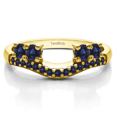 0.49 Ct. Sapphire Shared Prong Contour Four Stone Anniversary Ring Wrap in Yellow Gold