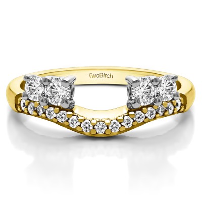0.49 Ct. Shared Prong Contour Four Stone Anniversary Ring Wrap in Two Tone Gold