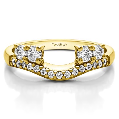 0.49 Ct. Shared Prong Contour Four Stone Anniversary Ring Wrap in Yellow Gold