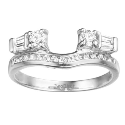 0.65 Ct. Round Channel Set Contour Anniversary Ring Wrap with Tapered Baguettes